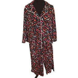 Kate Spade New York Black Mixed Floral Print Pajama Set Medium